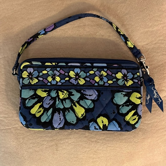 Vera Bradley Handbags - Vera Bradley Expandable Wristlet Wallet, Navy/Floral, Top Zip